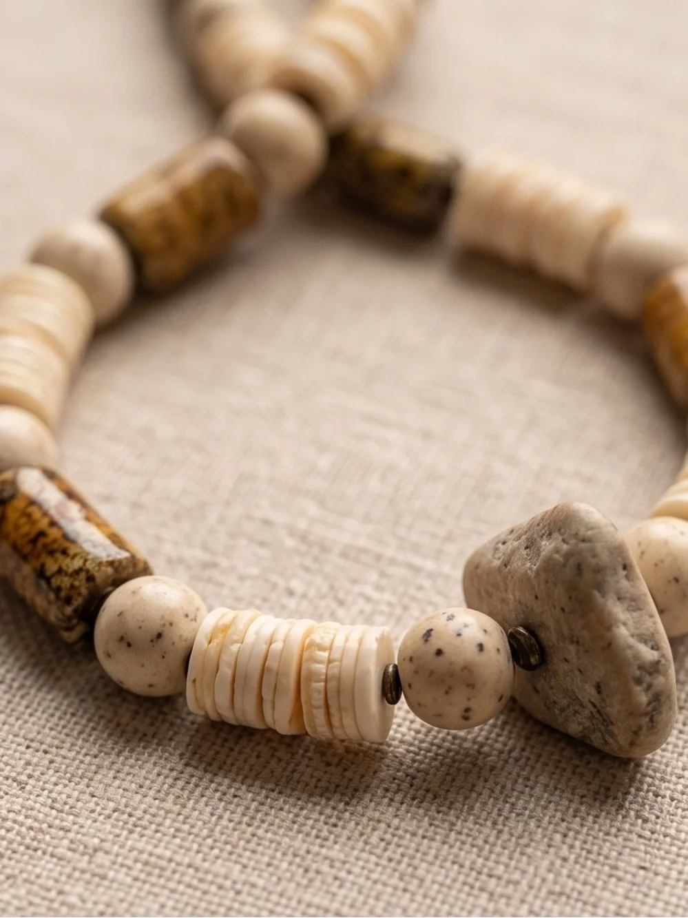 Unisex Hand Crafted Earthy Beaded Necklace with Stone Accents